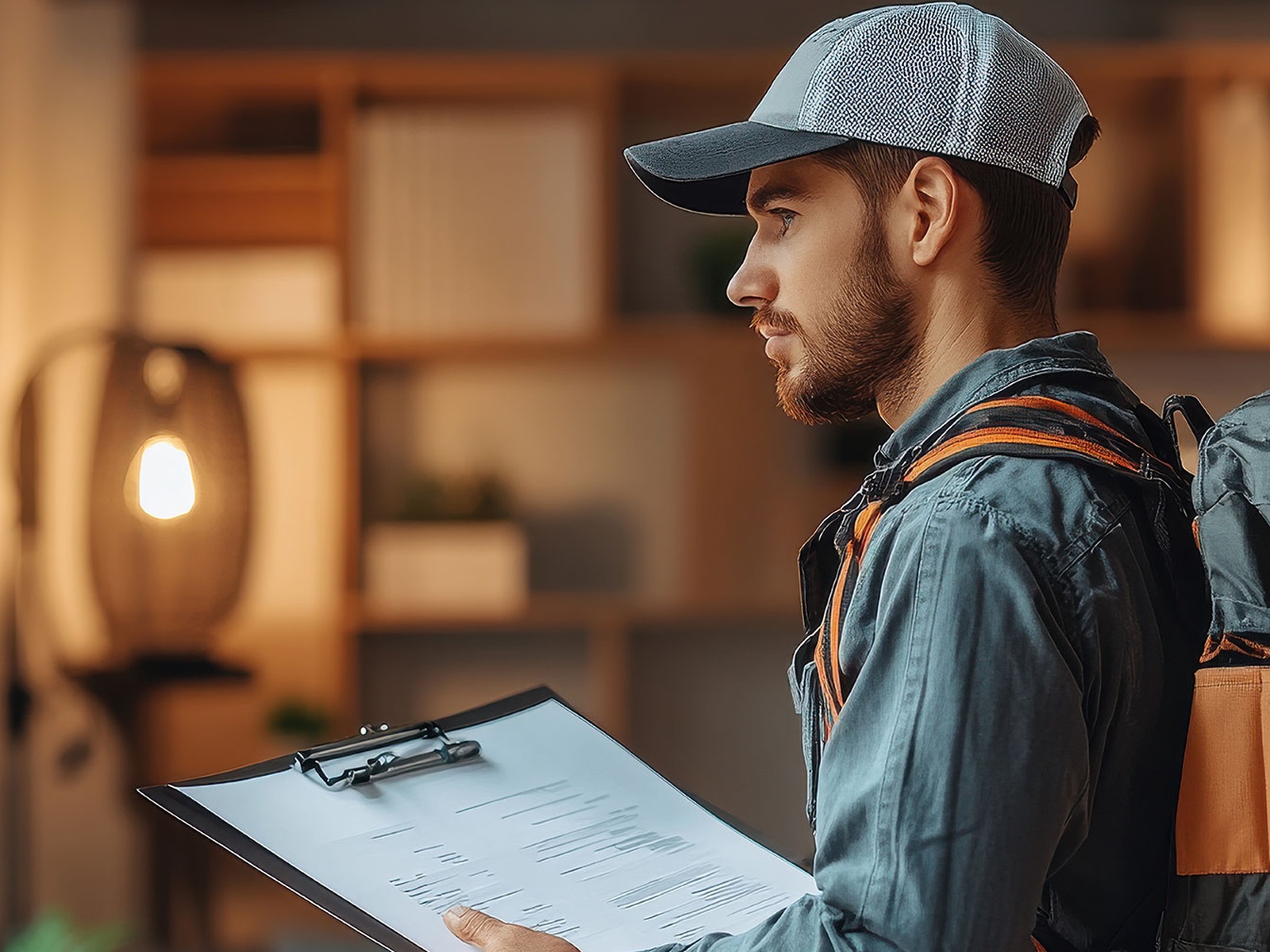 Commercial pest control technician completing an audit-ready inspection at an Ottawa business