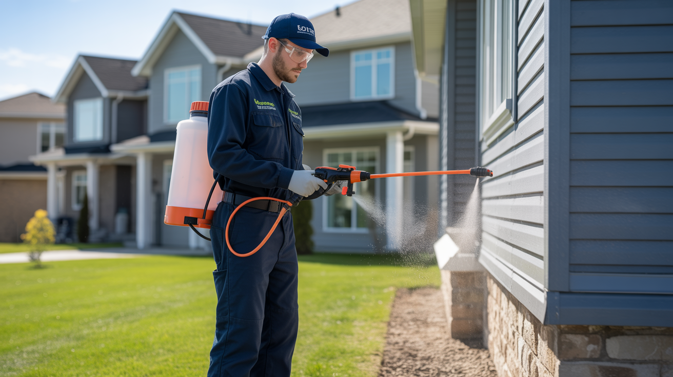 Professional pest control technician inspecting Ottawa home